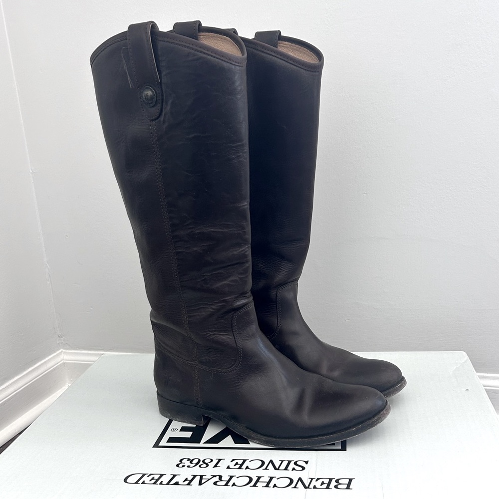 | FRYE | Brown Leather Button Riding Boot